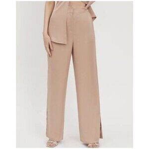 4th + RECKLESS Trouser Aileen Side Slit Wide Leg Trouser Nude XL